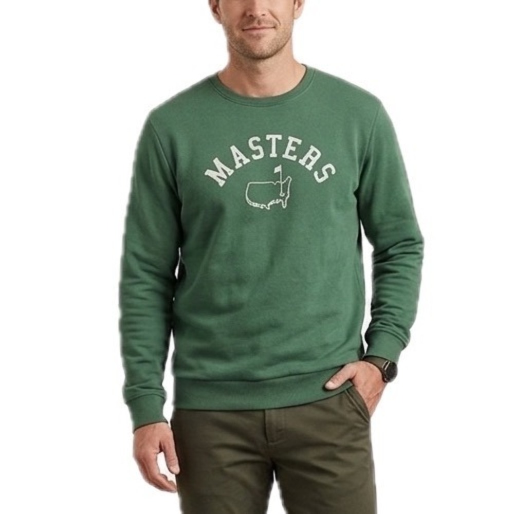 Masters Tournamnet Official Sweatshirt Mens Medium Green Graphic Pullover Crew